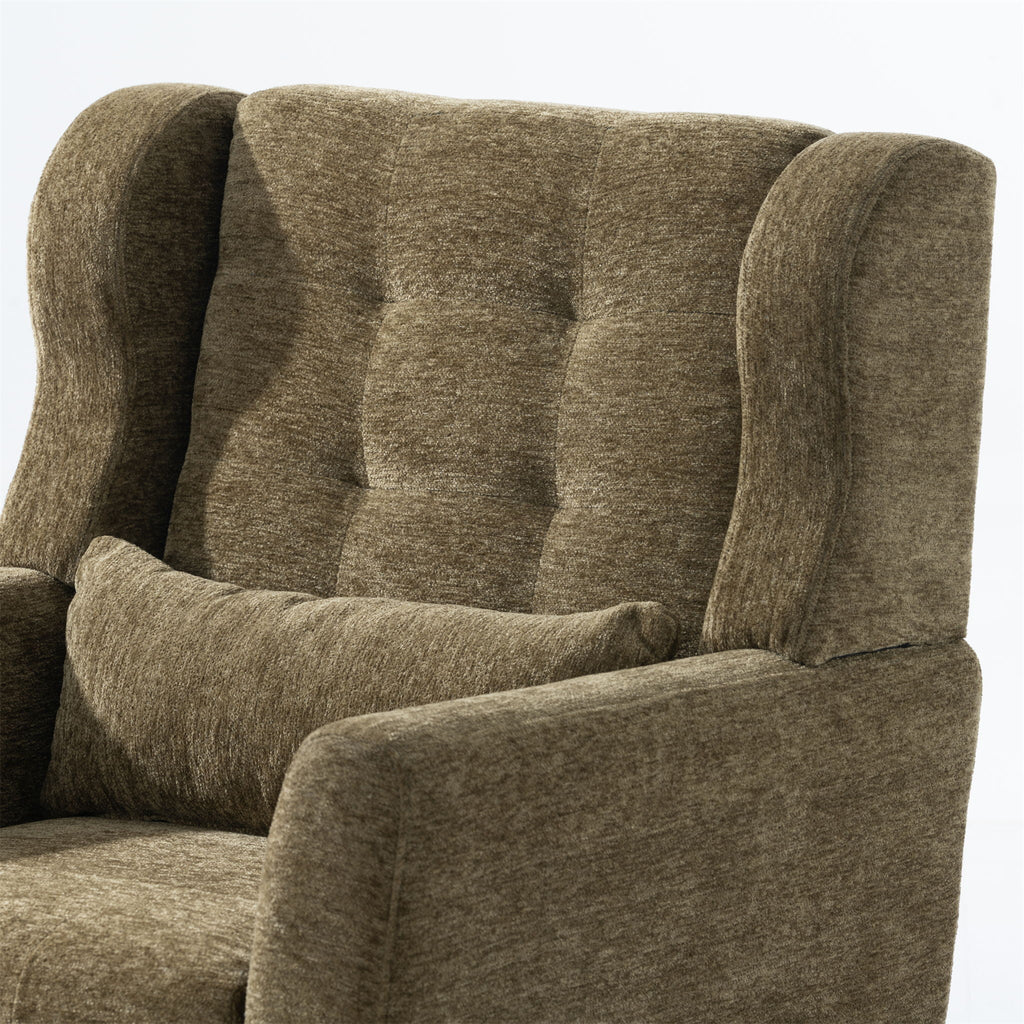 Modern Accent Chair, Arm Chairs For Living Room, Upholstered Mordern Armchair, Comfy Soft Padded Lounge Chair In Small Space, Bedroom, With Pillow, Solid Wood Leg
