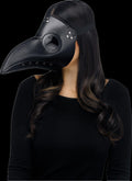 Black Faux Leather Plague Doctor Scary Halloween Mask