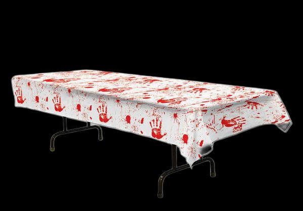 Beistle Bloody Handprints and Blood Splatter Tablecover Halloween Decoration