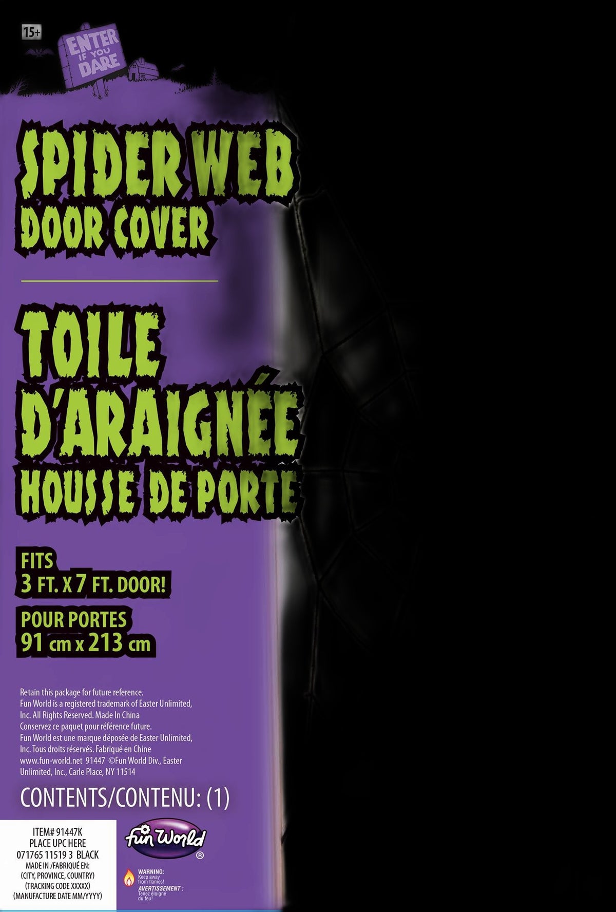 7 Foot Black Spiderweb Door Rope Halloween Decoration